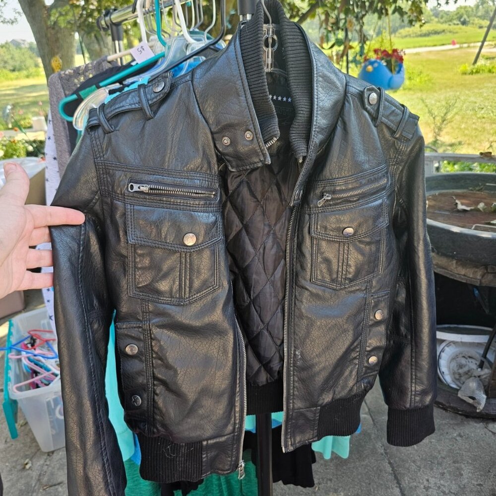 Kids Faux Leather Bomber Jacket